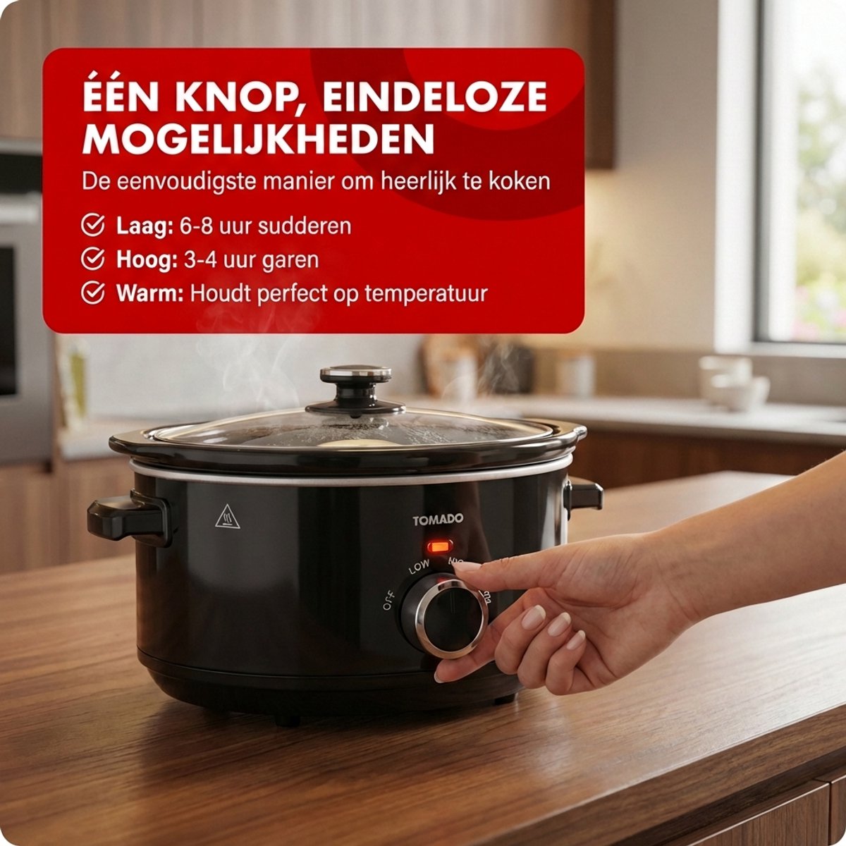 Tomado TSC3501B Slowcooker 3,5L Keramische Binnenpan PFAS - afbeelding 3