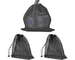 longziming -3 stuks pompfilterzakken met trekkoord – Filterzak voor vijver- en waterpomp – Set van 2×40×30 cm + 1×45×45 cm – Beschermt tegen vuil en bladeren