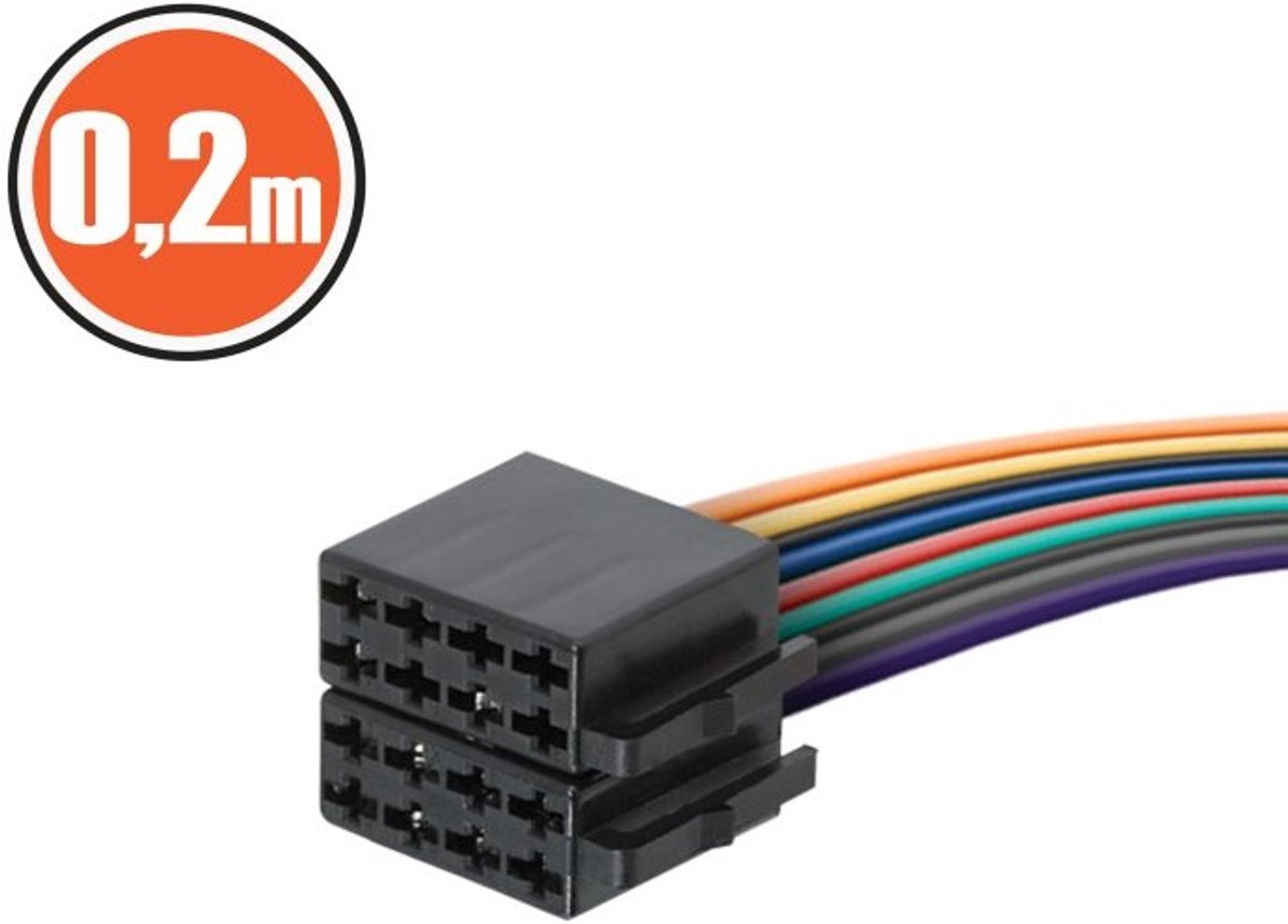 ISO Stekker / ISO Plug / ISO Connector Auto - Autoradio Aansluitstekker met 20 cm Kabel - Voor Auto Geluidsinstallatie [20199]