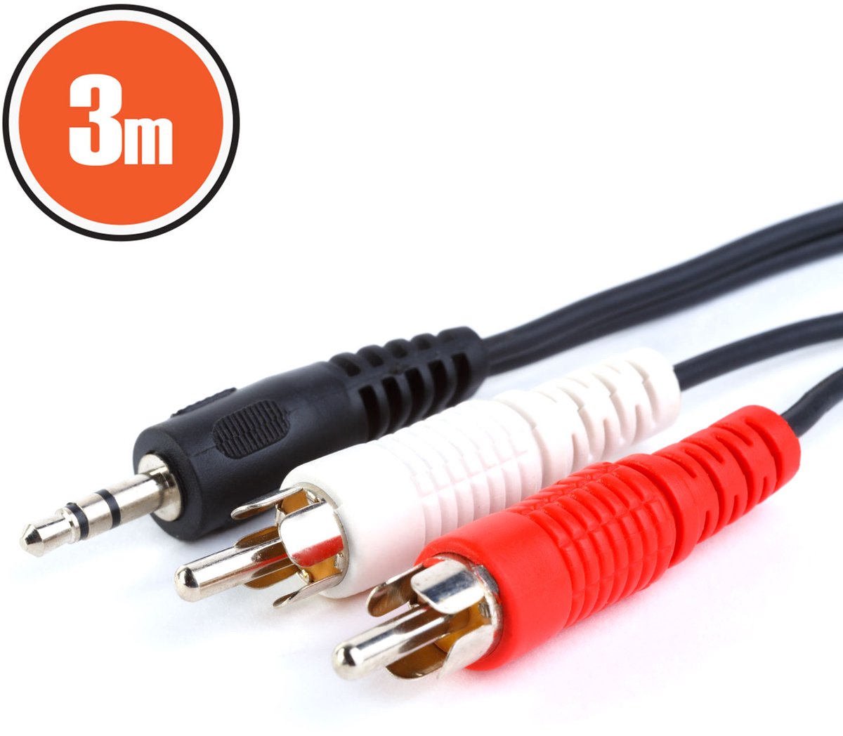 Audio kabel 3 meter - 2x RCA plug naar 3,5 mm stereo JACK - Multimedia & TV aansluitkabel [20173]