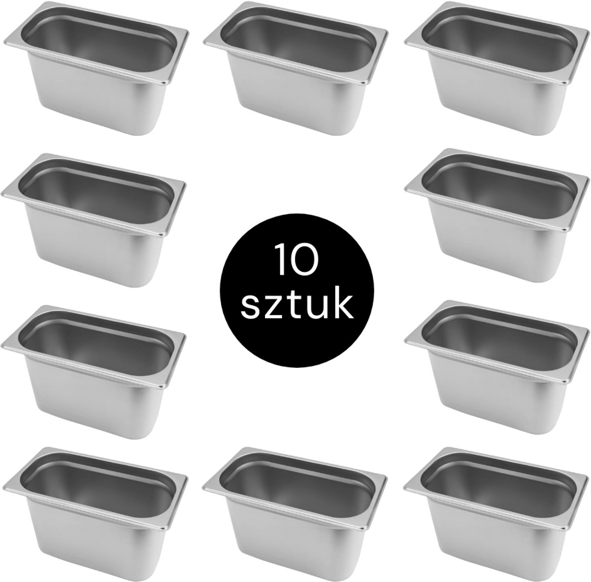MEGA-M Gastronorm - GN 1/3 Set van 10 stuks - 325x176x200 mm - Roestvrij Staal