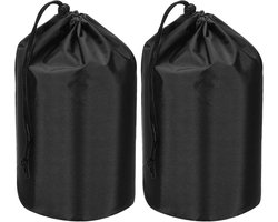 Stuff Sack - 2pcs - 20 x 35cm - Waterproof Outdoor Storage Bag - Portable Drawstring Dust Valve Bag - Lightweight Sleeping Bag voor Camping - Hiking - Travel - Black