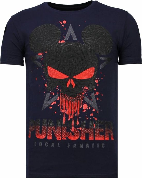 Local Fanatic Punisher Mickey - T-shirt strass - Navy Punisher Mickey - T-shirt strass - T-shirt homme blanc taille XXL