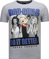 Bad Girls Do It Better - Rhinestone T-shirt - Grijs