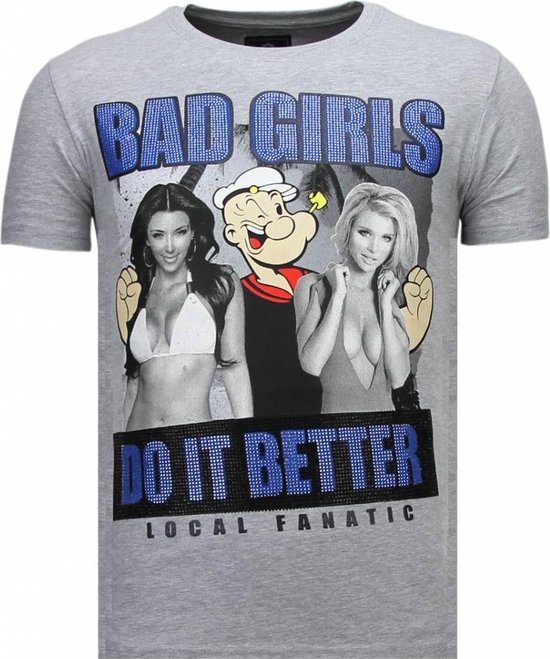 Local Fanatic Bad Girls Do It Better - T-shirt strass - Grey Bad Girls Do It Better - T-shirt strass - T-shirt bleu marine pour homme Taille XXL