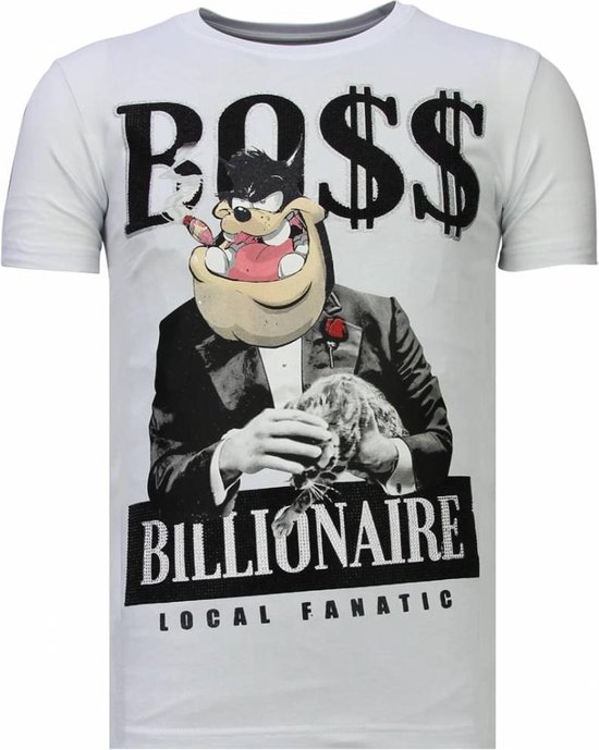 Local Fanatic Billionaire Boss - T-shirt strass - White Billionaire Boss - T-shirt strass - T-shirt homme Bordeaux Taille M