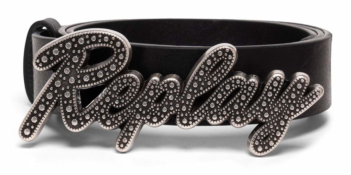 REPLAY Leren riem Belt W100 Black zwart