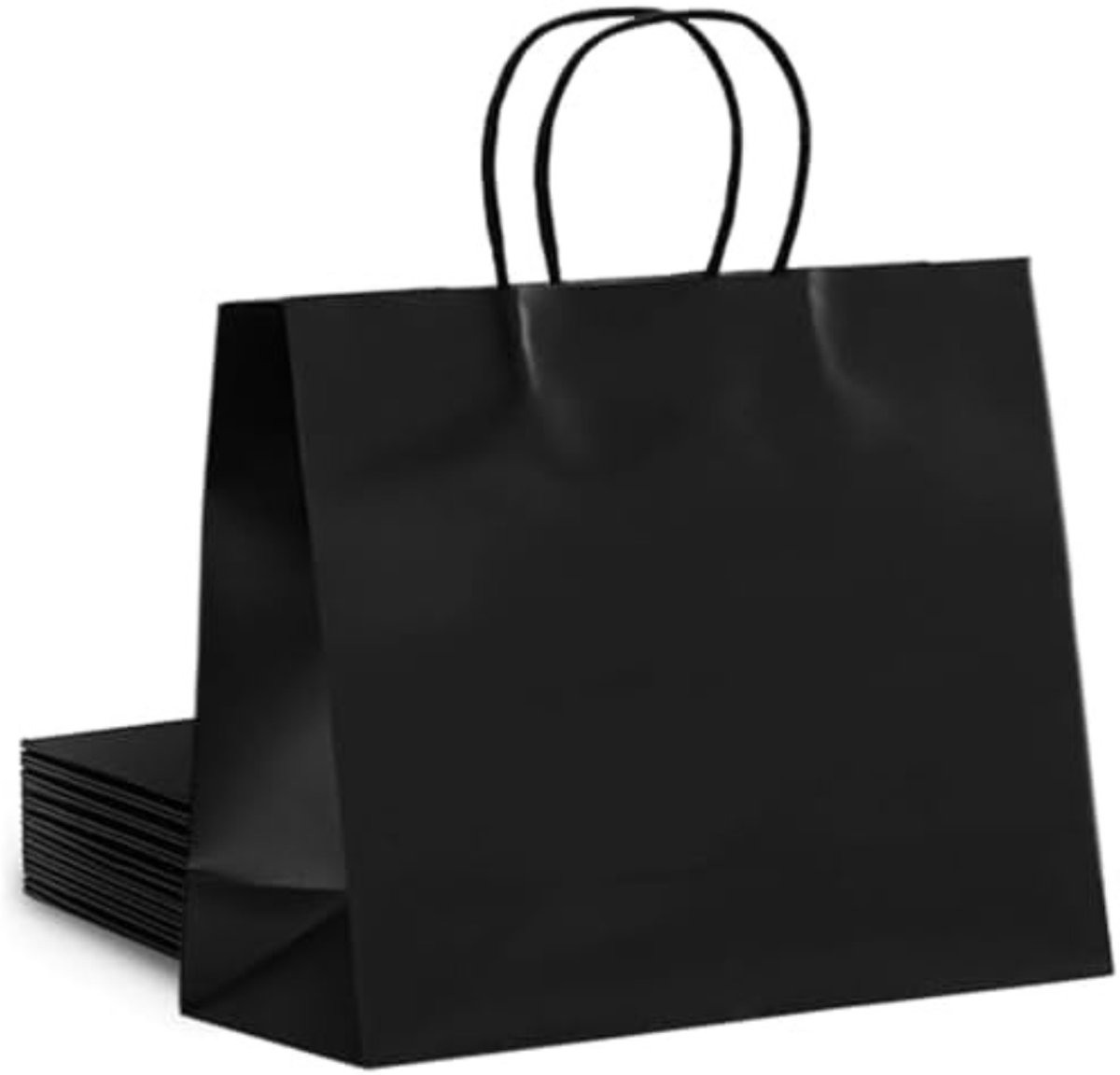 Imperatoris - Geschenktas - Zwart - Cadeauverpakking - Cadeaupapier - Cadeautasjes - Papieren Tassen - Gift Bag - Met Handvat - Kraft Tas - 31 x 42 x 13 cm - 6 Stuks