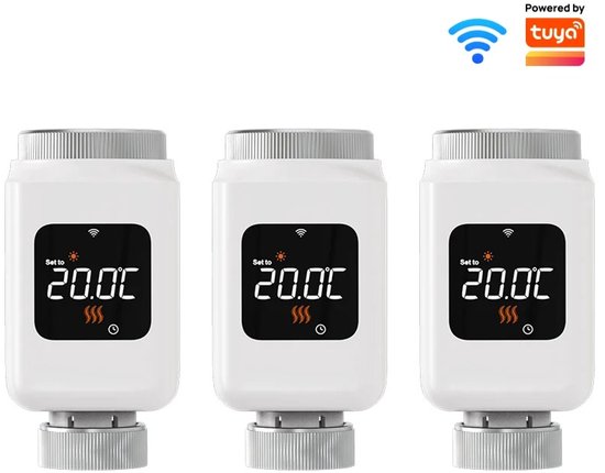 Rolu Thermostaatknop – Slimme Radiatorknop – Set Van 3 Stuks – Tuya Smart Home App – Wifi – Energiezuinig – Draadloos