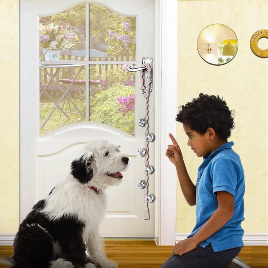 Hondenbellen om naar buiten te gaan, verstelbare hondendeurbel, deurbel voor honden, kwaliteit puppy trainingsbel, gedraaide stijl, beige — afbeelding 3