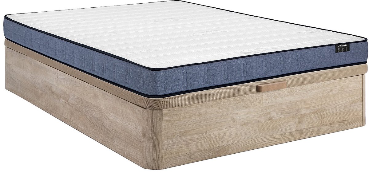 Vente-unique Set 140 x 190 cm licht naturel kofferbed + pocketveringmatras dikte 19 cm - DAYNI van YSMÉE