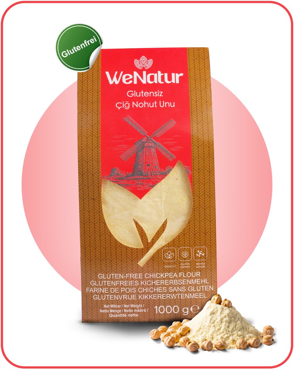 Wenatur Rauwe Kikkererwtenmeel - 1000g - Glutenvrij & 100% Natuurlijk