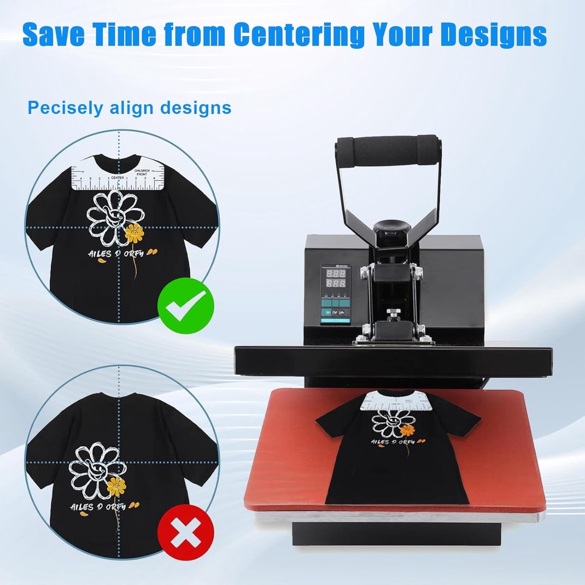 Candala - 12 stuks T-shirt uitlijningsliniaal, T-shirt centrum gereedschap T-shirt instructieliniaal T-shirt liniaal gids T-shirt liniaal T-shirt uitlijningsgereedschap Transparant, met 1-meter