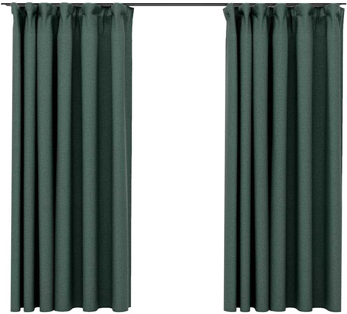 Famanu Gordijn Linnen Look Verduisterend met Haken Raam Gordijnen Raambekleding Raamdecoratie Zonwering Vitrage Jaloezie cm Groen