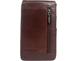 Heren Heuptas van Hoogwaardig Synthetisch Leer – Riemtas, Taille Tas en Telefoontas voor Werk, Reizen en Vrije Tijd - Donkerbruin