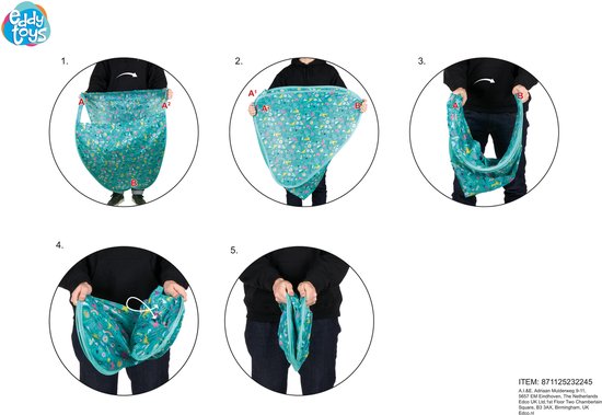 Eddy Toys Pop-up Speeltent - Eenvoudige en Snelle Montage - Geschikt Voor Binnen en Buiten Gebruik - Vrolijk Kleurrijk Design - Gemaakt van Polyester - Afmetingen 95x70x78 cm - Kleur Turquoise — afbeelding 2