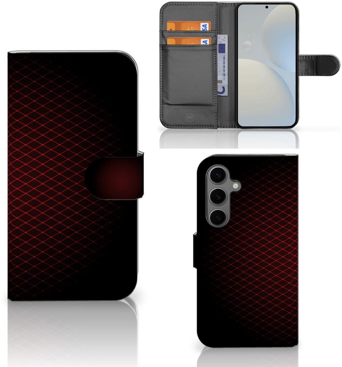 Book Case voor Samsung Galaxy S25 Telefoon Hoesje Geruit Rood