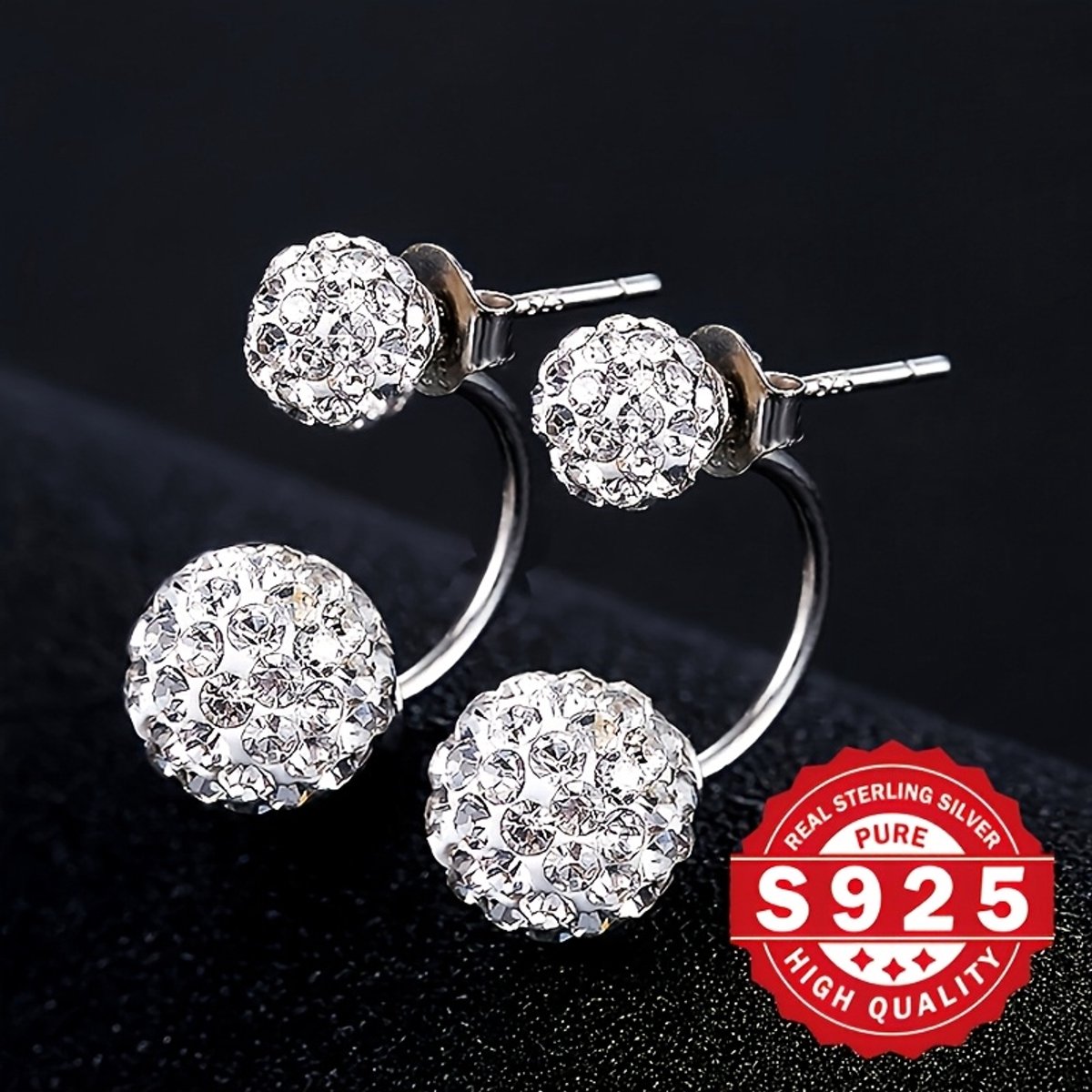 Sjika - S925 Sterling Zilveren Oorbellen Set – Kristallen Stud Oorbellen & Ear Cuff – Dames - Cadeau
