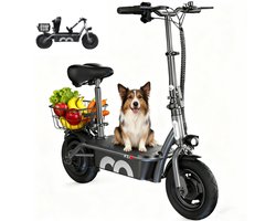 Elektrische scooter met zitje - iScooter F2 - 500W - Actieradius 25-30 km - 36V 7,8Ah - 25 cm - Grijs