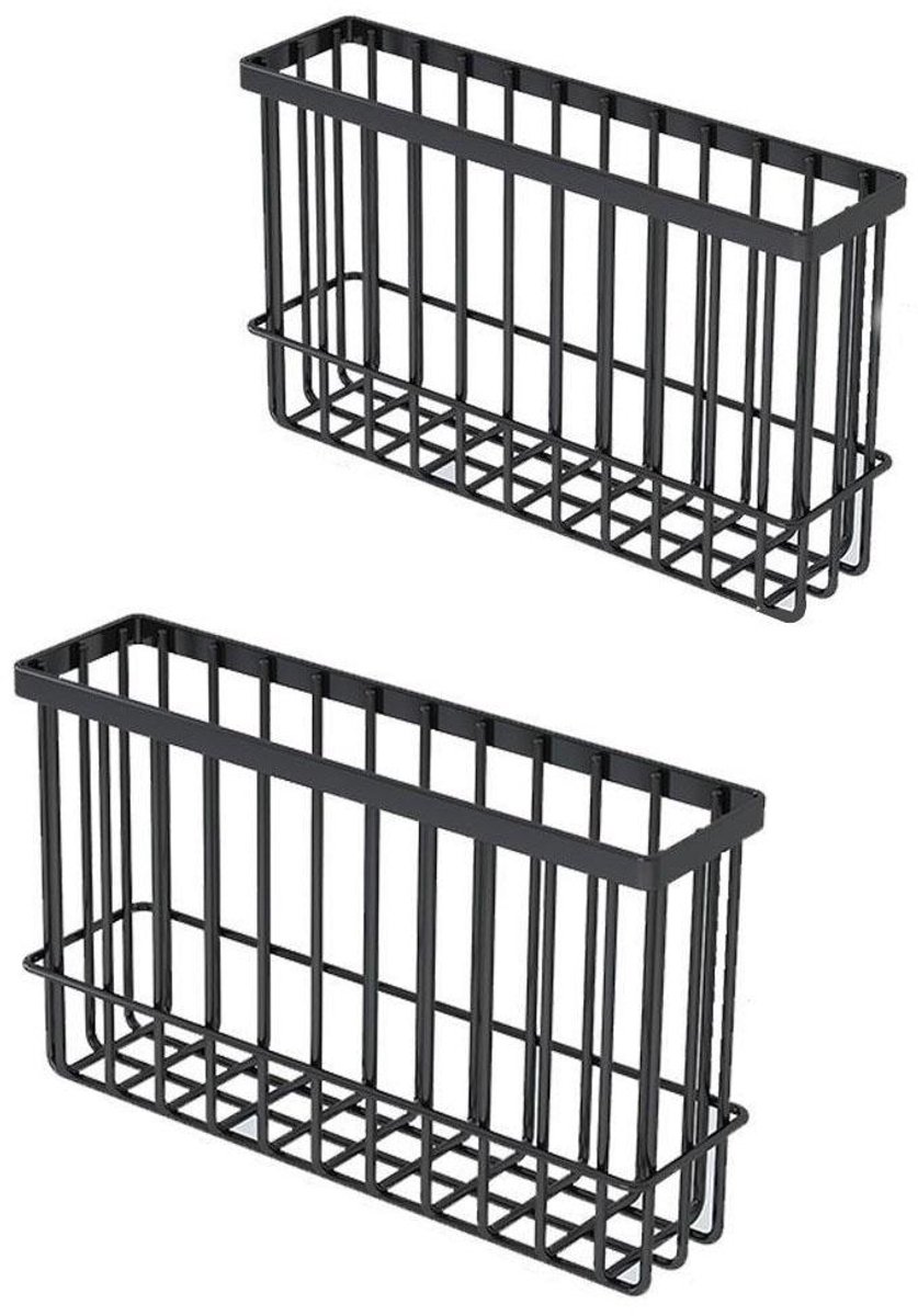 GELLDG 2 stuks keukenopbergrekken - Opbergdozen voor kastdeuren - Zelfklevend - Wandmontage - Geschikt voor het organiseren van kleine spullen in kasten, badkamers en koelkasten - Zwart