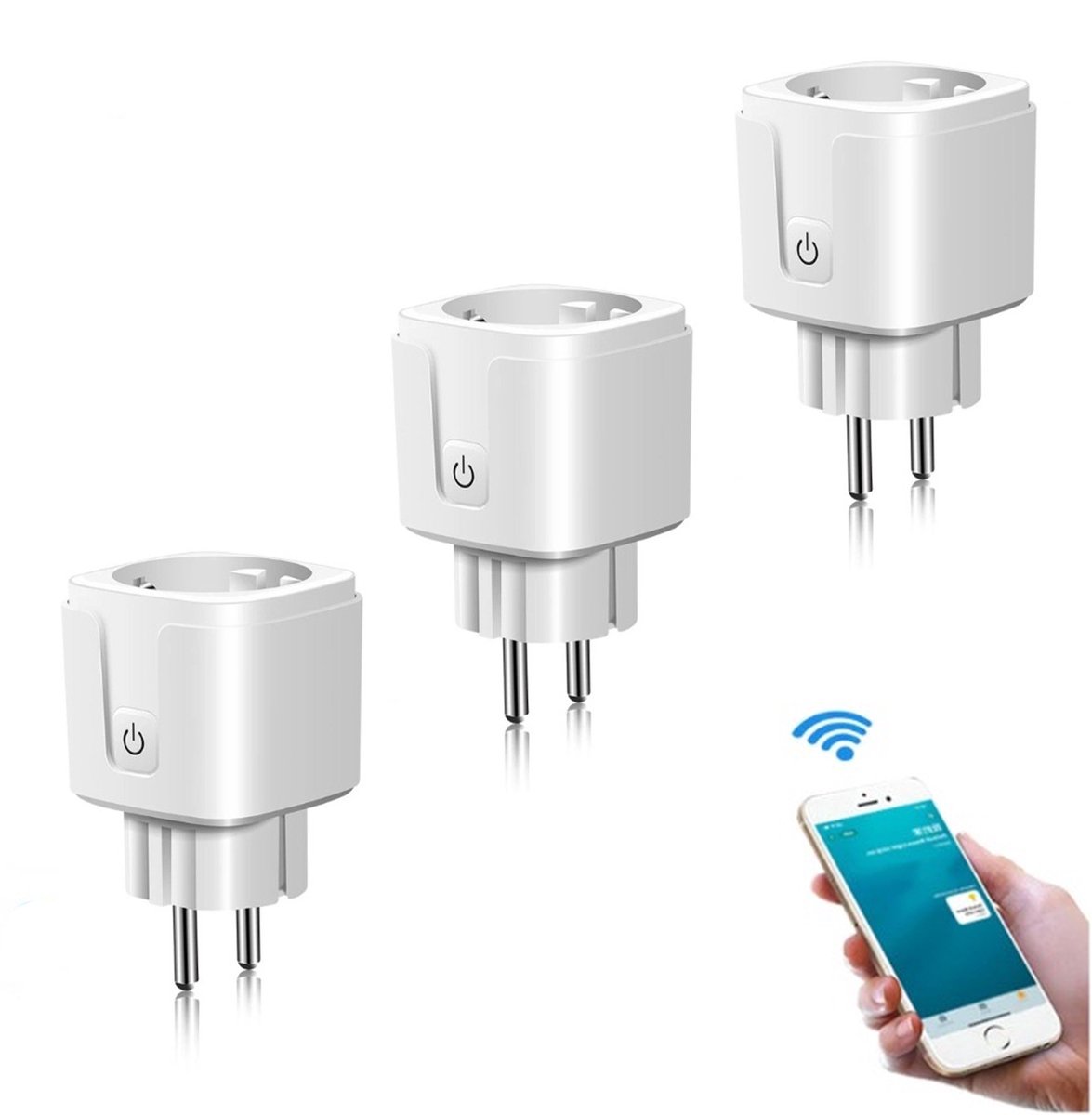 3-Pack Slimme Stekker 16A - Smart Plugs met Energiemeter – Compatibel met Google Home & Alexa – iOS & Android