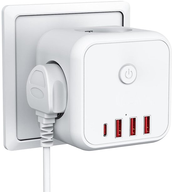 10 voudige Stekkerdoos met USB C/A 20W Snelladen en