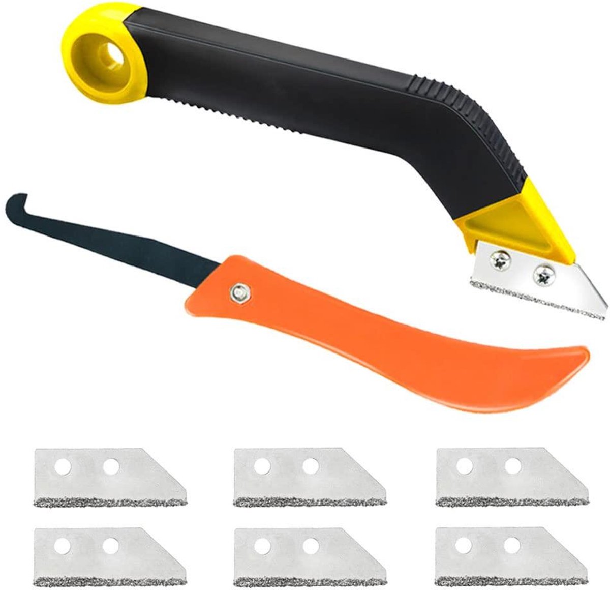 Dailygoods- Tegelvoegschraper 8-delig - Ergonomische Grip - Verwisselbare Messen - Naatreiniger/Haakmes - Nylon Staal - 21 cm Lang - Voegschraper