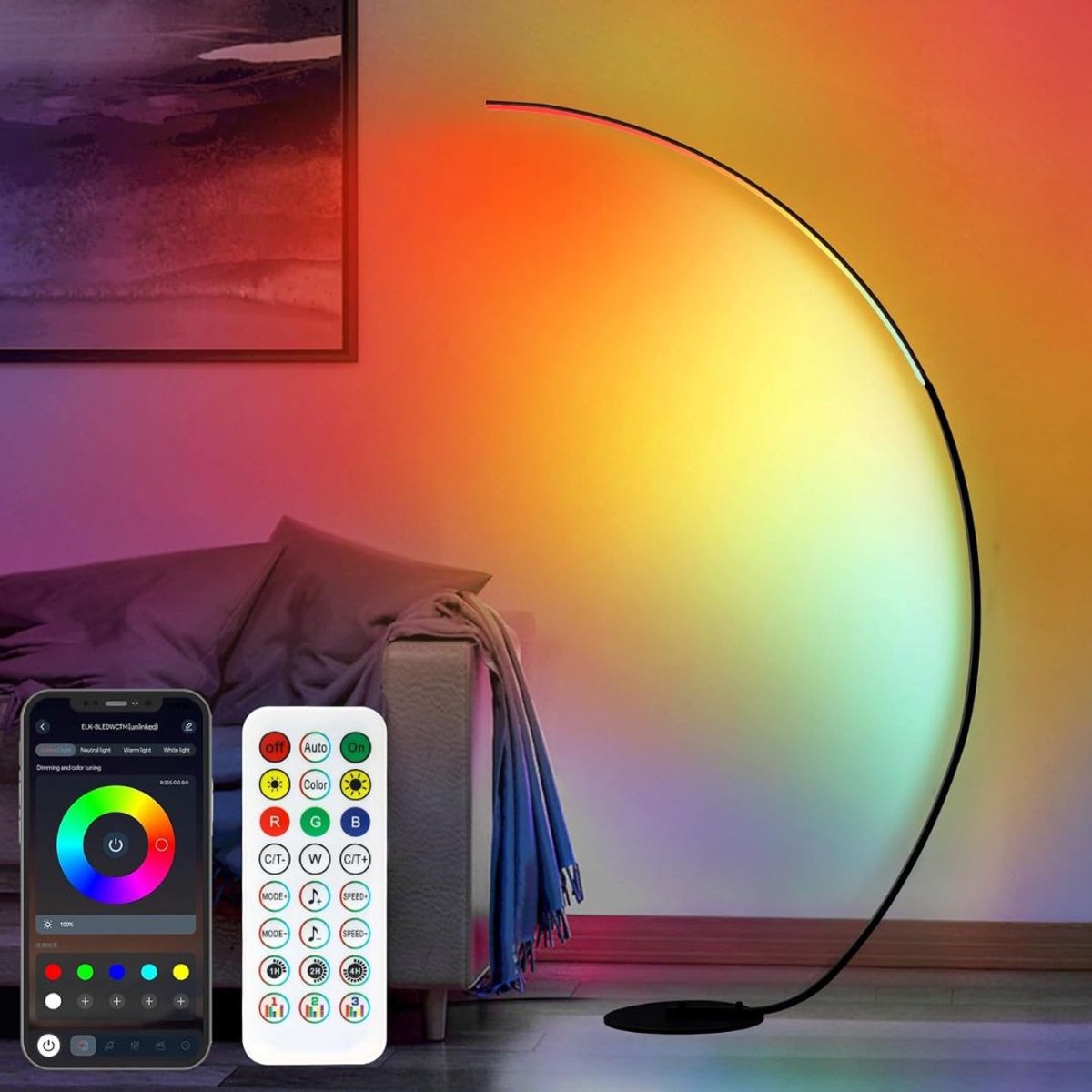 Booglampen Staand Voerlamp - Vloerlampen Woonkamer - Zwart