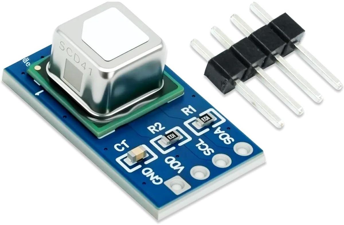 GELLDG Koolstofdioxidesensor - Sensor - SCD40 gassensormodule - Geschikt voor het detecteren van koolstofdioxide, temperatuur en vochtigheid - Geïntegreerd in één sensor - Ondersteunt I2C-communicatie