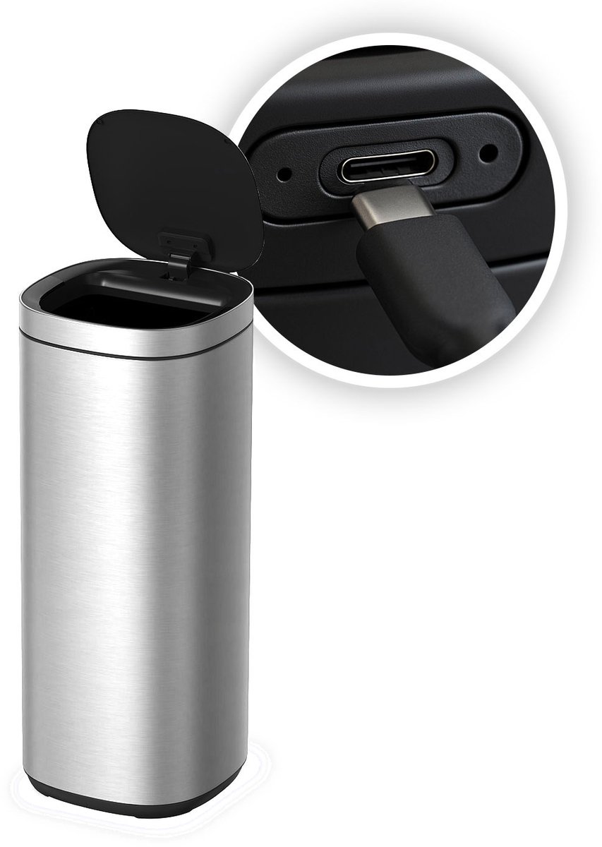 FlinQ 50L Mira Oplaadbare Sensor Prullenbak