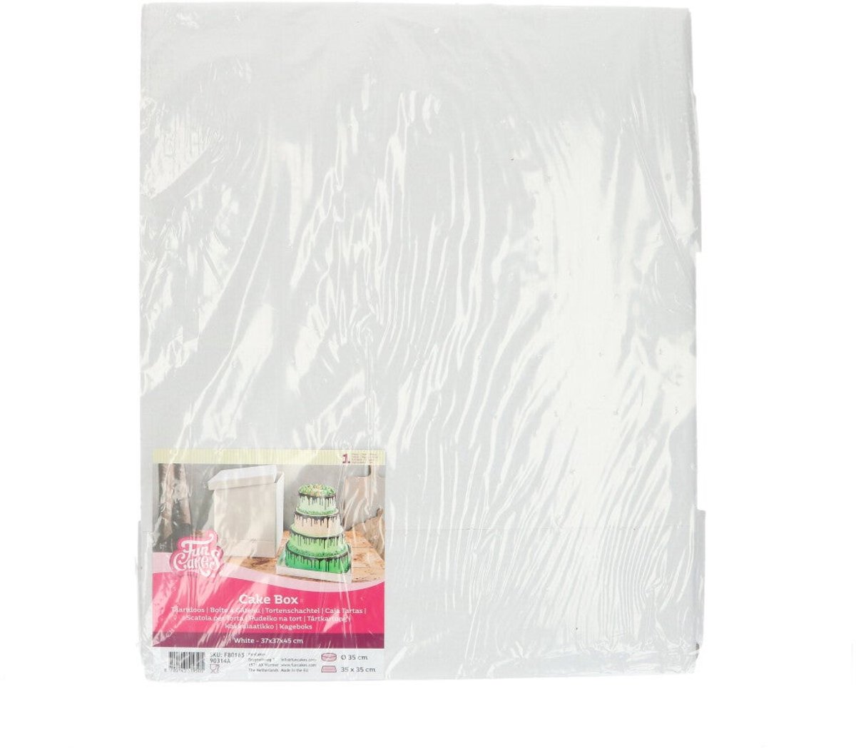 FunCakes Taartdoos Karton met Losse Deksel - Vierkant - Wit - 37x37x45 cm - Cakedoos