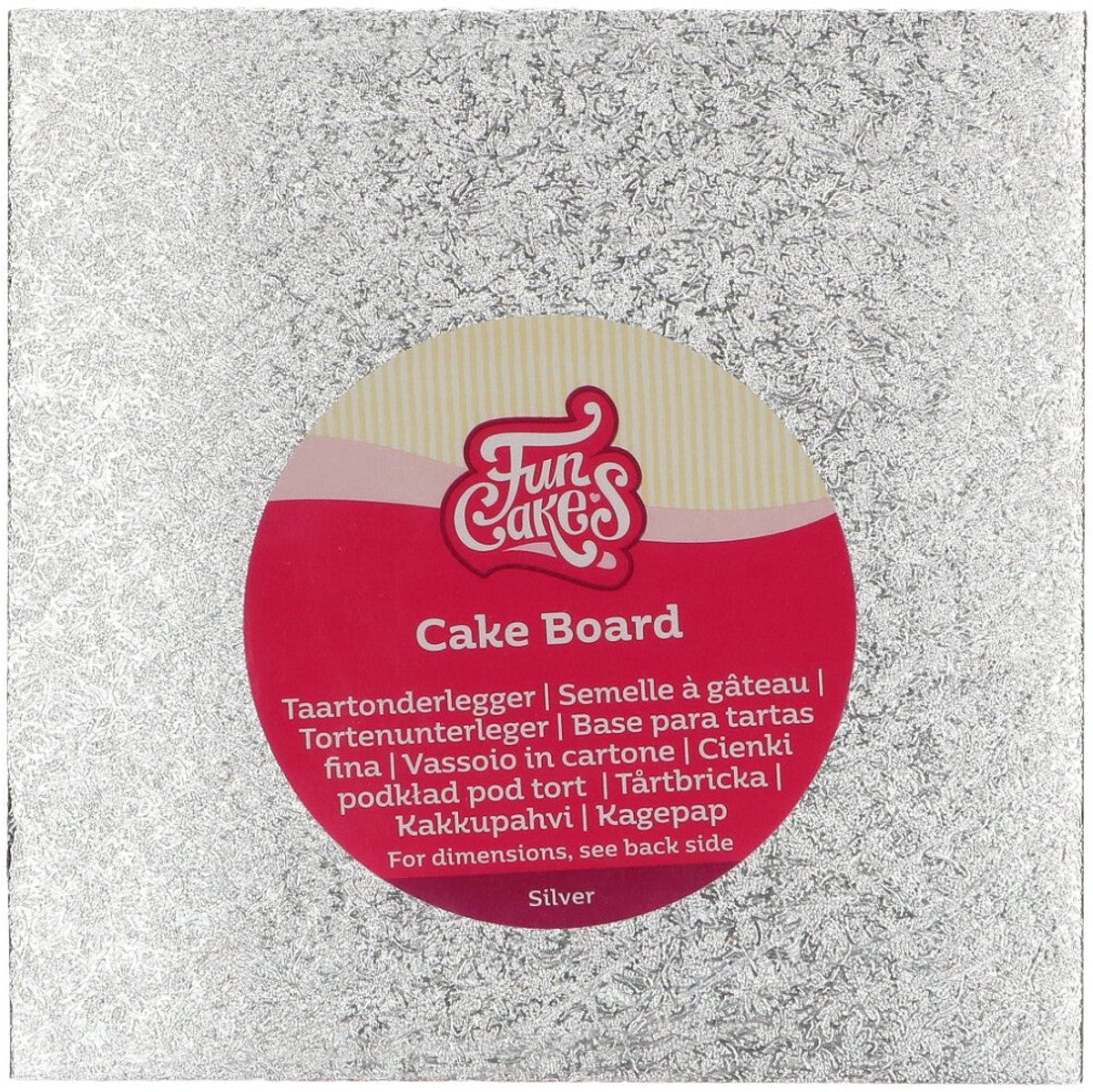 FunCakes Cake Board Vierkant - Zilver - 17,5x17,5 cm - Taartonderlegger - Taartkarton