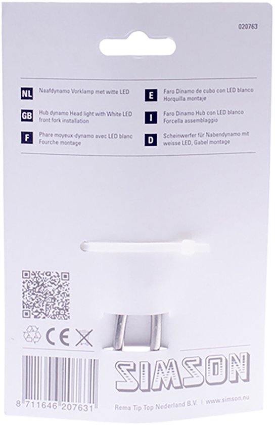 Simson LED voorvorklamp - Naafdynamo - 35 Lux - Zwart/Zilver - Voorvorkmontage — afbeelding 3