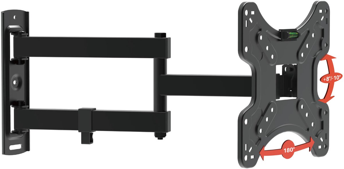 Draaibare TV Muurbeugel 15-47 Inch - Kantelbare TV Beugel VESA 75x75 100x100 200x200 - Universele Televisie Beugel - Max 30 kg - Met Kabelmanagement - Zwart [39697B]