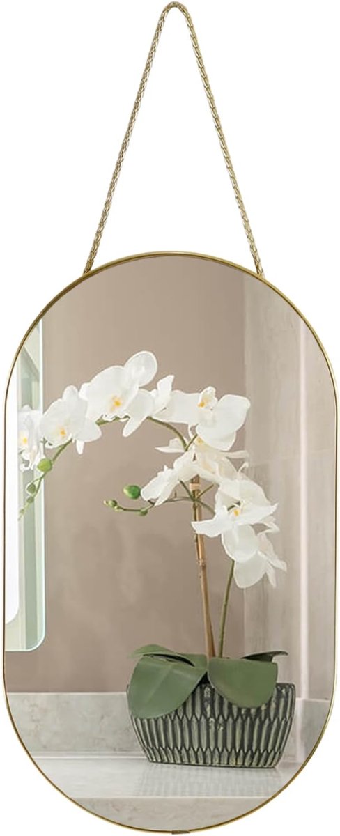 Goodivery® - Spiegel - Wandspiegel - Spiegel met verlichting - 44x28x4cm - Goud