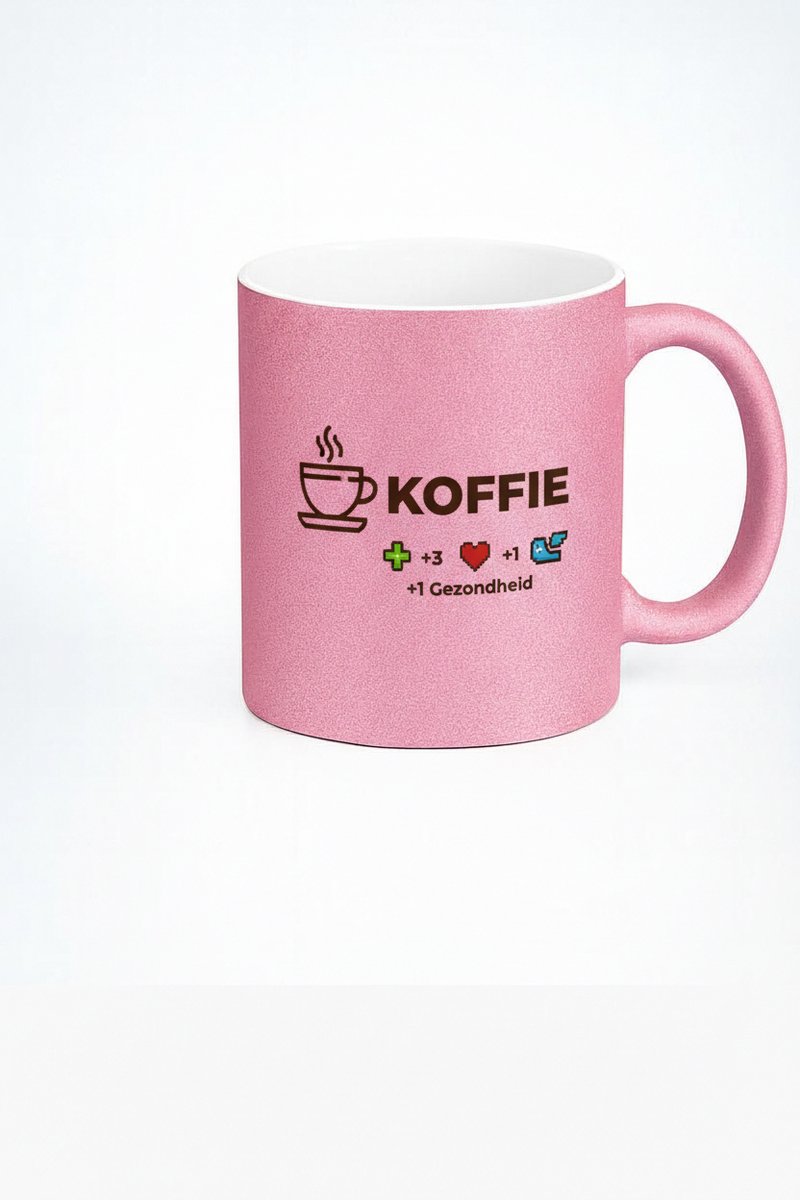Koffie +3 Gezondheid Mok - Pixel Art Koffie Mok voor Gamers