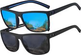 2 stuks Zonnebril - Sunglasses - Gepolariseerd - Fietsbrillen - Sportbrillen - Festival bril - Rave bril - Pilotenbril - Zomertrend - Heren & Dames - Zwart,blauw