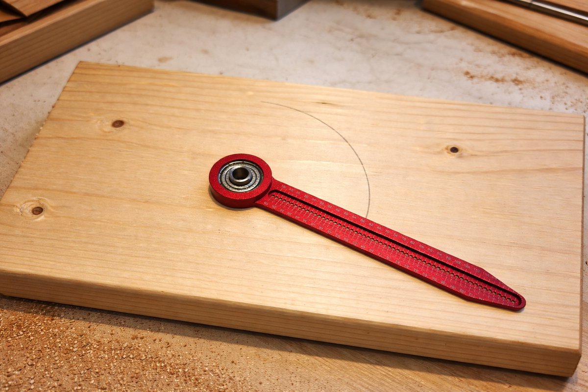 Cirkelgeleider met lager- cirkelmal voor houtbewerking 130mm - aftekenen van perfecte cirkels - voor hout, papier of plaatmateriaal - rotatie-schuifmaat