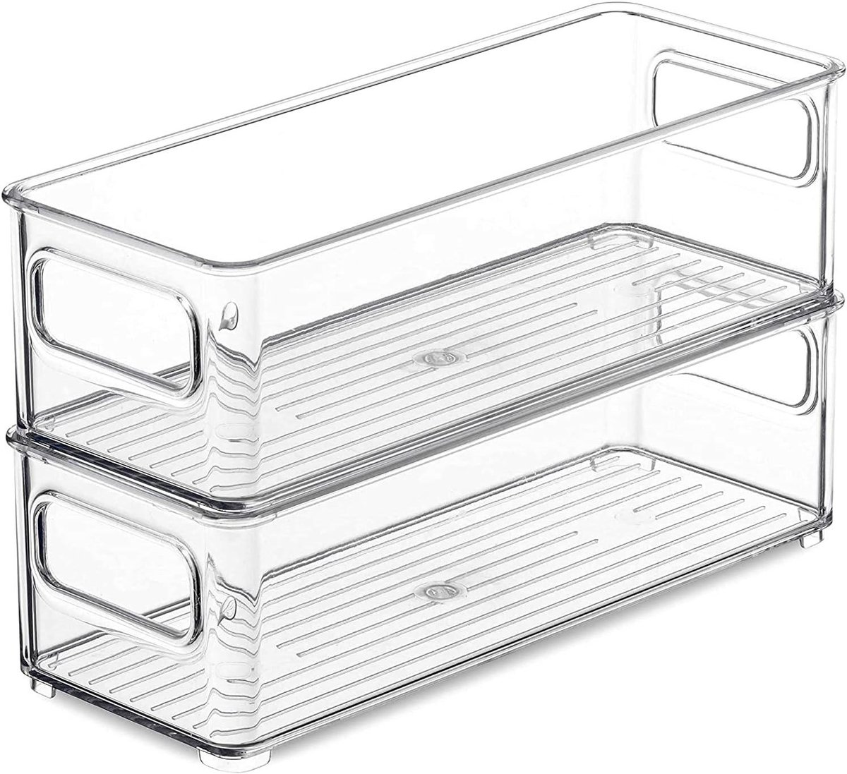 Organizer voor koelkast - 2 stuks voorraaddozen met handvat - Stapelbare opbergsysteem - Koelkast organizer - 25 x 9,5 x 7,5 cm.