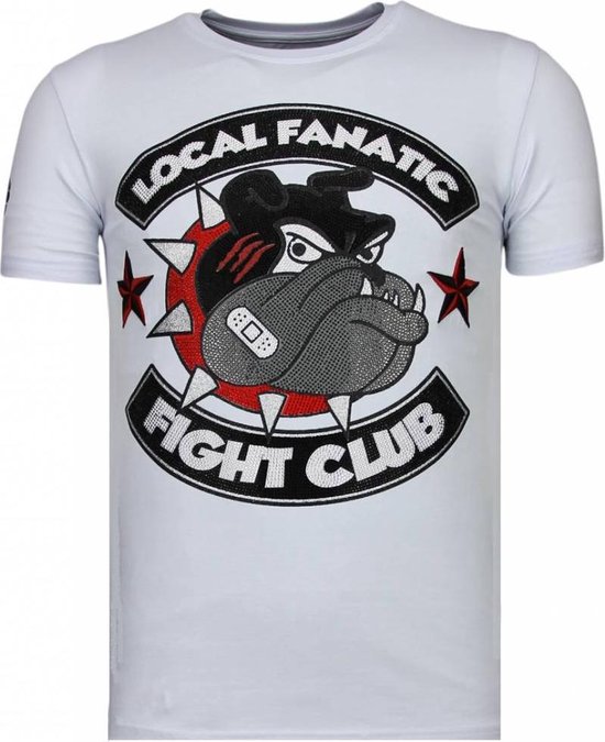 Fight Club Spike - Rhinestone T-shirt - Wit