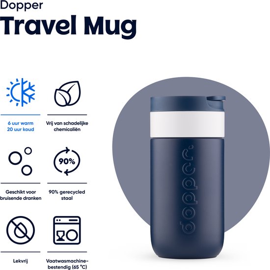 Dopper Travel Mug Thermosbeker - 300 ml - Breaker Blue — afbeelding 3