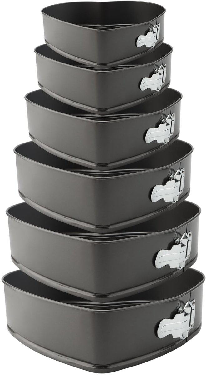 Allecto - 6-delige Hartvormige Bakset - Non-Stick Springvormen, Verschillende Maten, Oven- en Vaatwasserbestendig, Perfect voor Taarten en Cheesecake