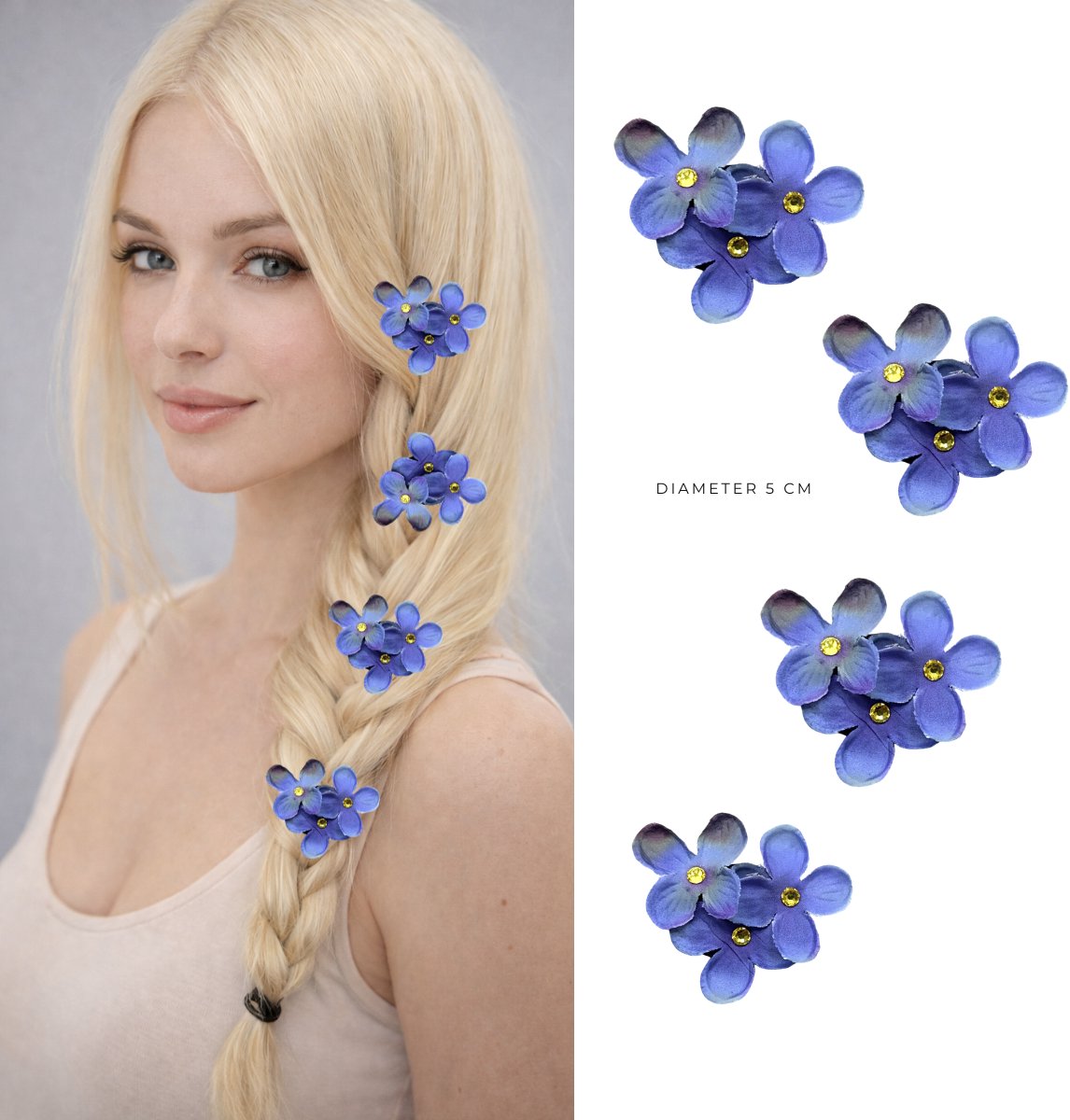 4 x Kleine Tai Dai Haar Bloemen Clicks diameter 5 cm - Valentijn - cadeautje - haarclip - haarschuifje - gala en bruiloft - haarmode - bloemetjes - moederdag - verjaardag - huwelijk - haarspeld - kinderen