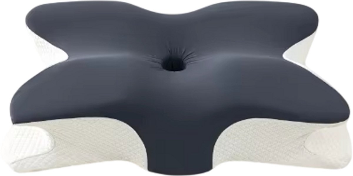 rimmo Luxe Vlinder Vorm Kussen Nek Bescherming Trage Rebound Kussen Gezondheidszorg Cervicale Orthopedische Hals Schuim Kussen 65x40x12cm Grijs