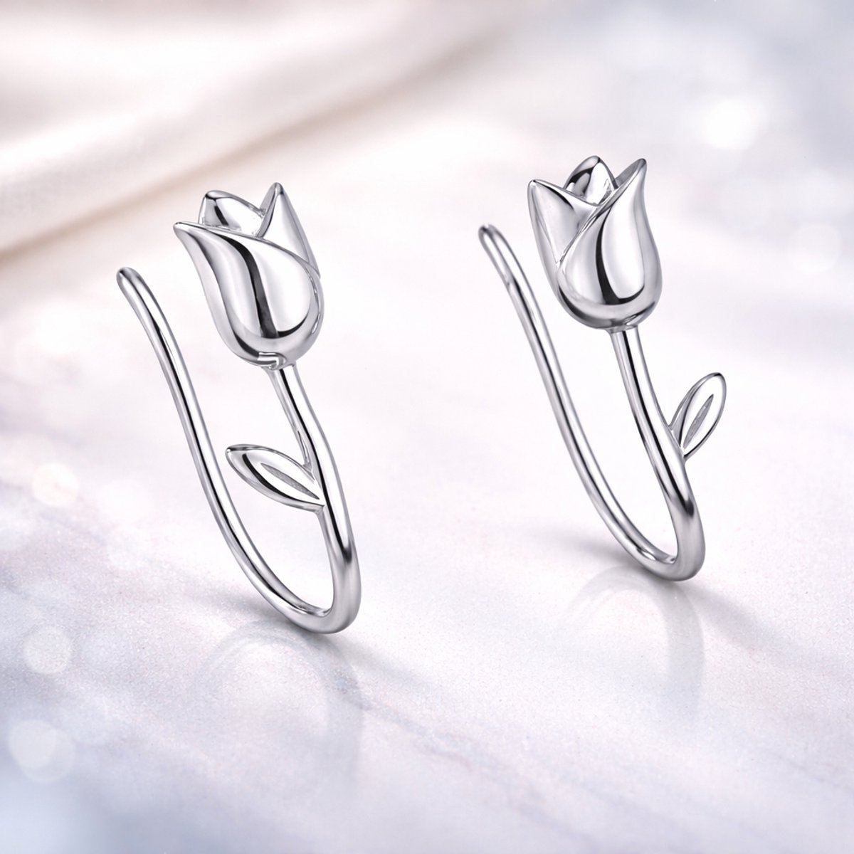 Brendoe - Oorbellen - 925 Zilver - Tulp - Nikkelvrij