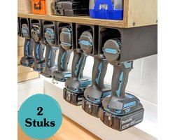 Universele Accuboormachine Houder – 2 Stuks – Wandhouder voor Makita, DeWalt, Bosch, Milwaukee, Festool – Boormachine Ophangsysteem – Garage & Werkplaats Organizer – 3D Geprint Drill Holder