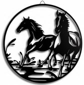 Janse® Décoration murale Chevaux - Décoration murale métallique - 63 cm x 63 cm - Chevaux au galop - Art mural - Accessoires de maison - Chevaux - Horses - Décoration d'écurie - Décoration intérieure - Décoration de jardin