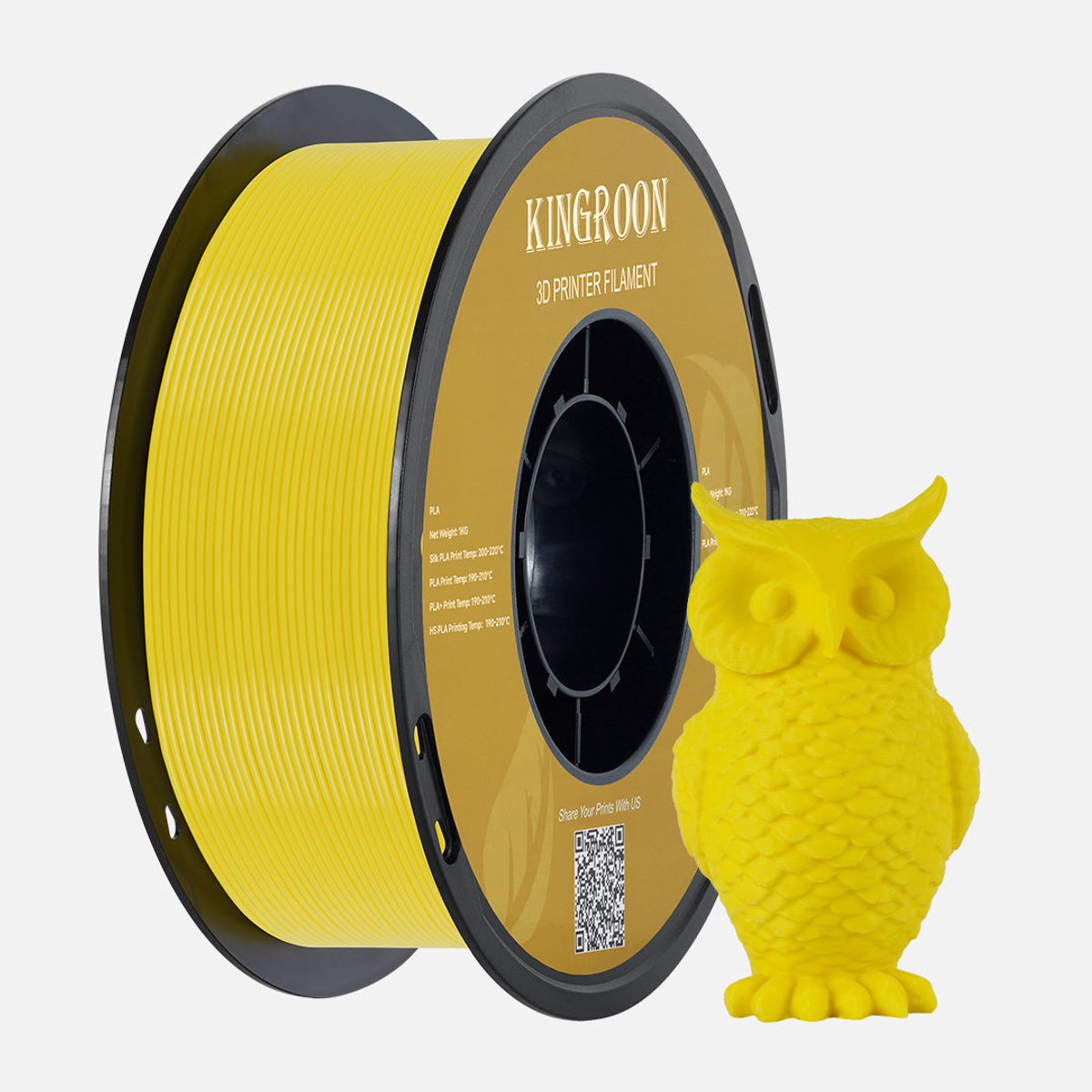 Kingroon Filament PLA Yellow/ Geel 1.75mm 1kg 3D Printer Filament