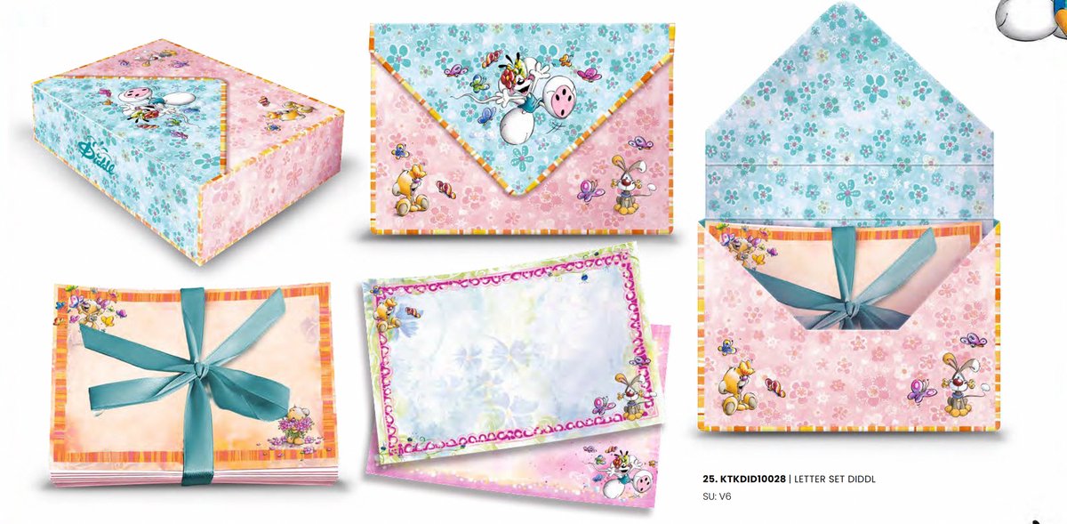 Diddl - set briefpapier met enveloppen - in een envelop model cadeau doos - Diddl & Vlinders