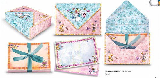Diddl - set briefpapier met enveloppen - in een envelop model cadeau doos - Diddl & Vlinders